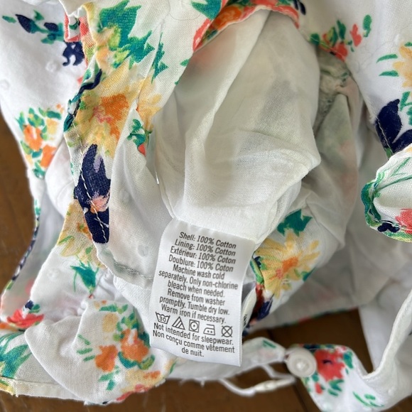 Janie and jack vibrant floral open back Swiss dot flutter sleeve romper jumpsuit - Picture 5 of 6